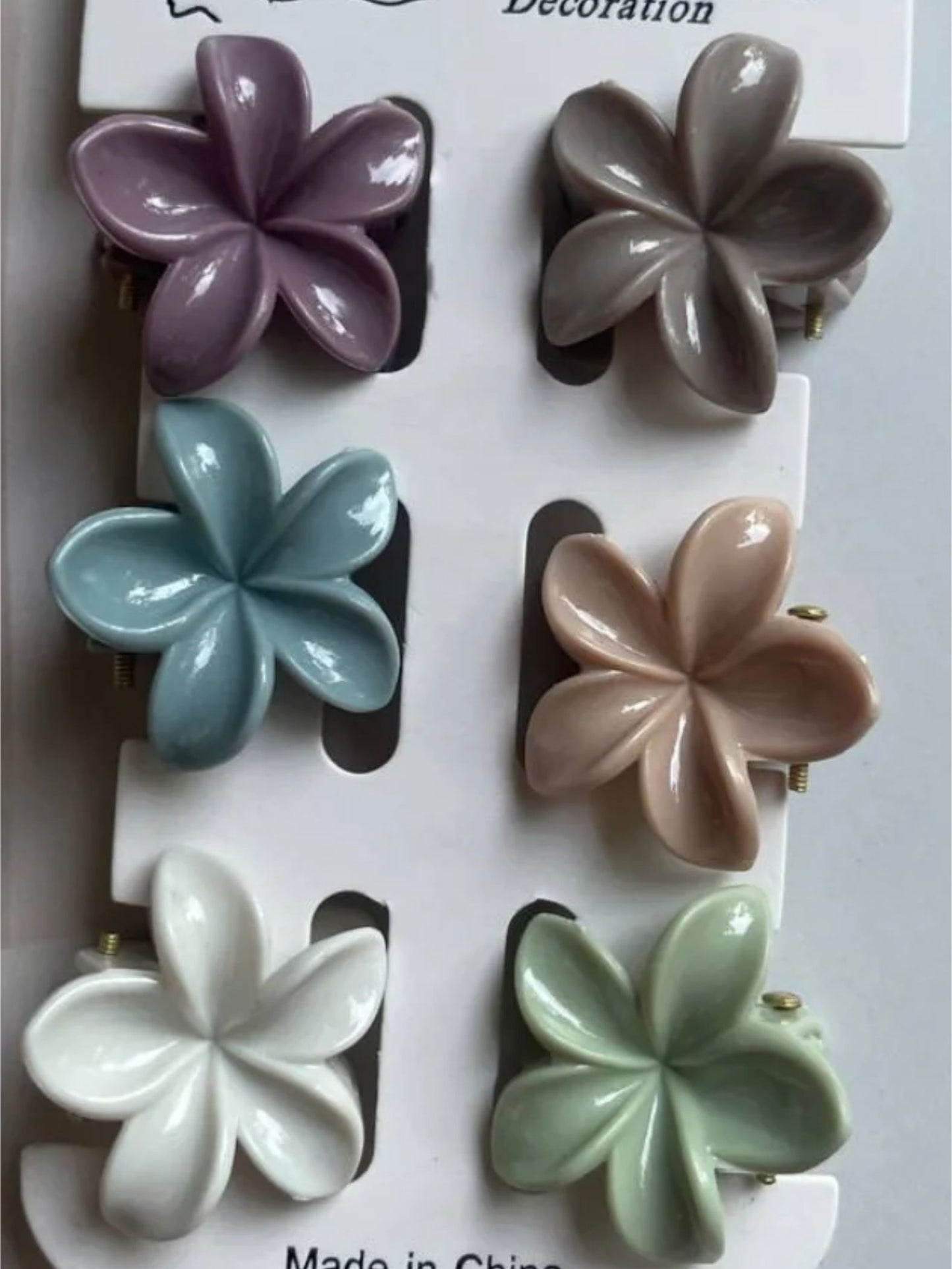 Pack Of 6 Multicolor Abs Plastic Flower Matte Mini Hair Claw Clips For Women & Girls
