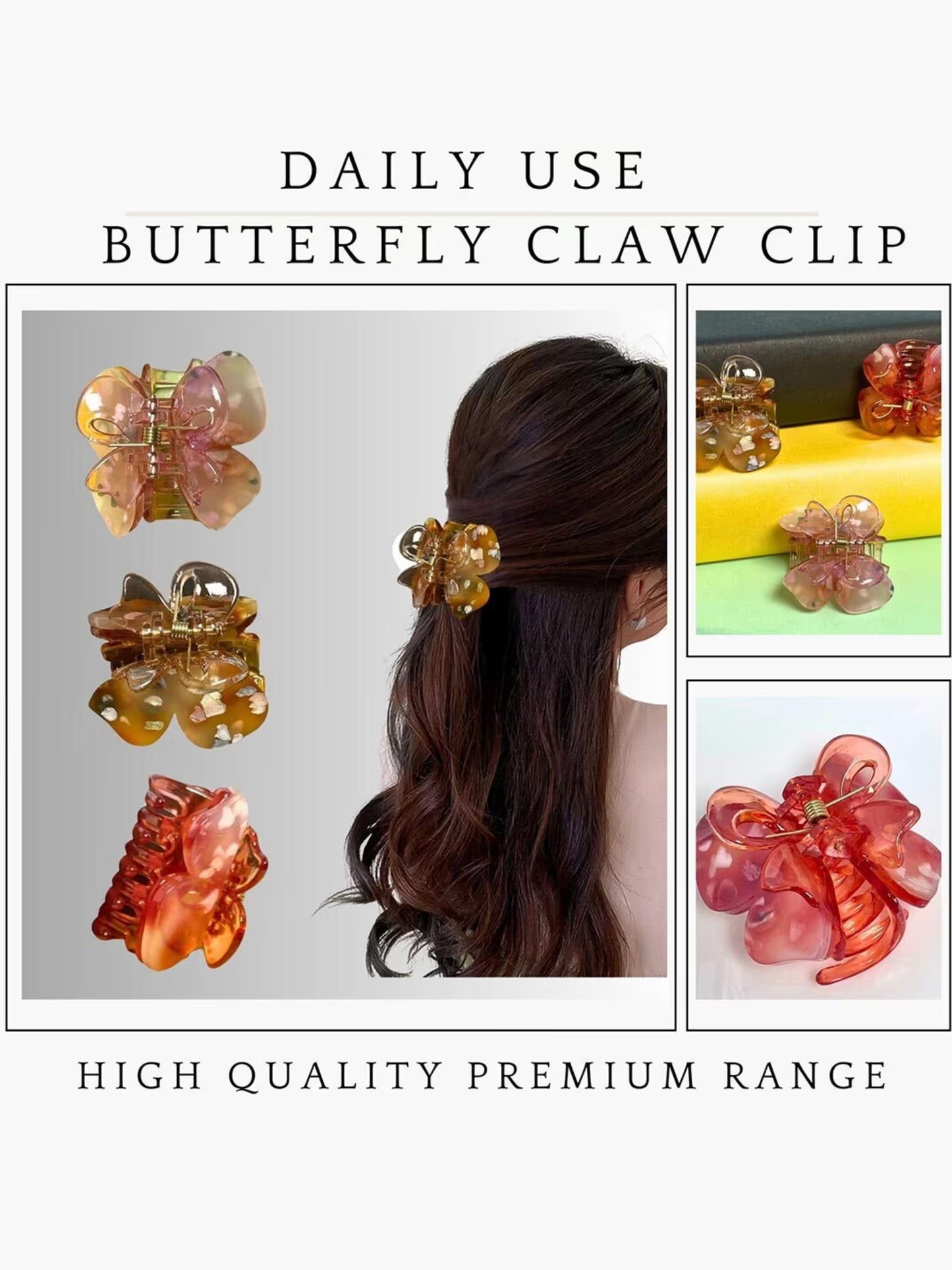 1 Pc Multicolor Korean Abs Plastic Glossy Finish Claw Clips For Women & Girls