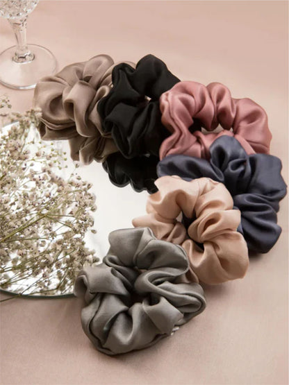 Pack Of 6 Satin Scrunchies For Women & Girls