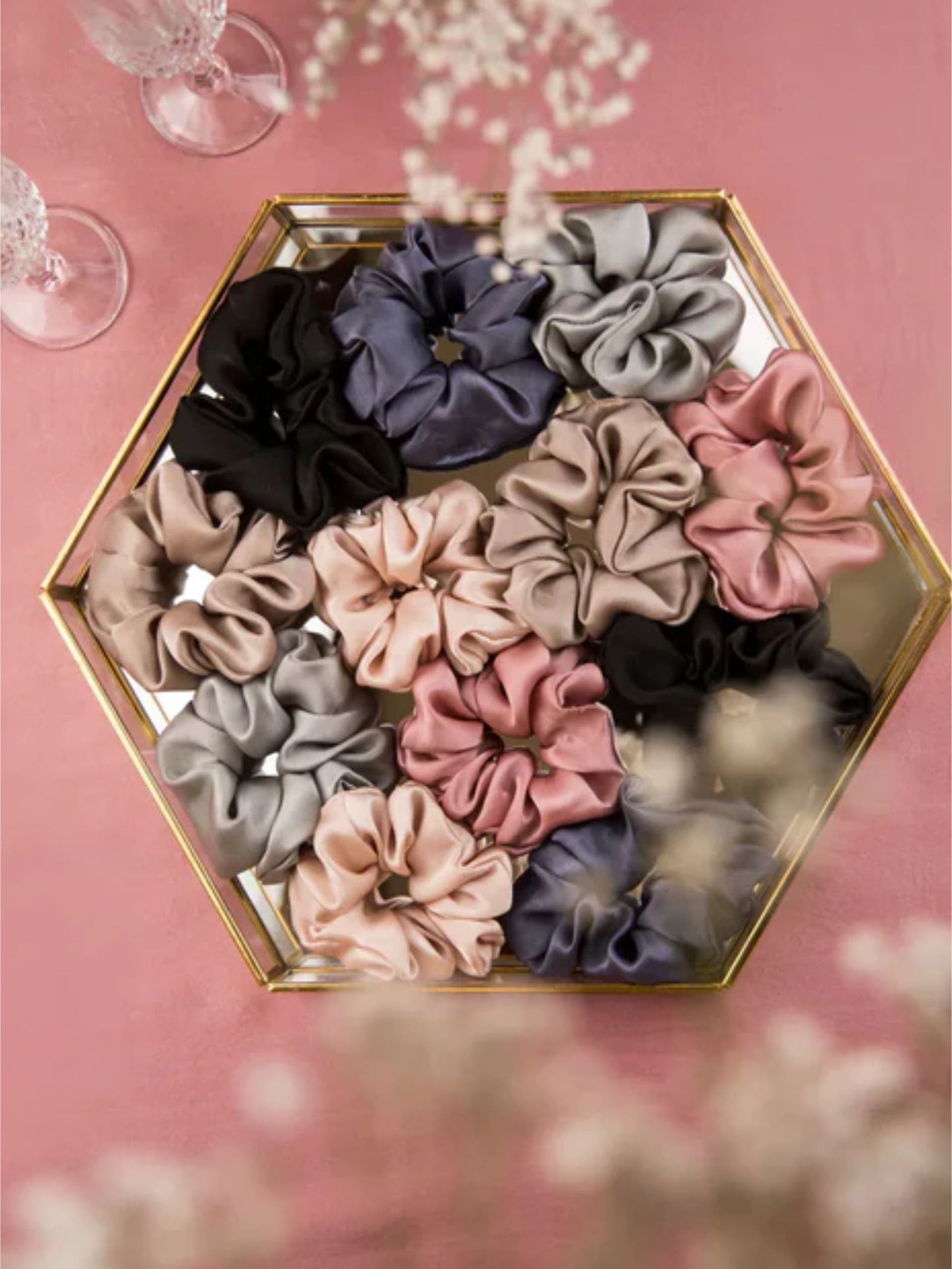 Pack Of 6 Satin Scrunchies For Women & Girls