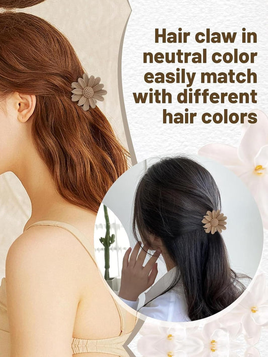 1 Pc Multicolor Abs Plastic Flower Hair Claw Clips For Women & Girls