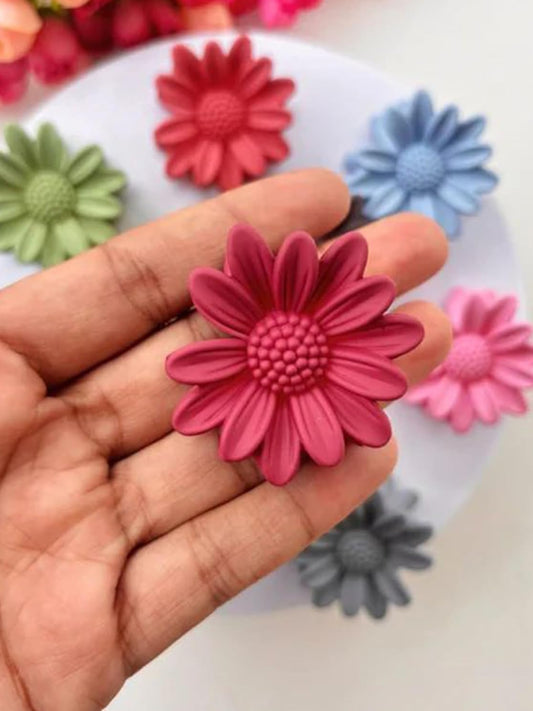 1 Pc Multicolor Abs Plastic Flower Hair Claw Clips For Women & Girls