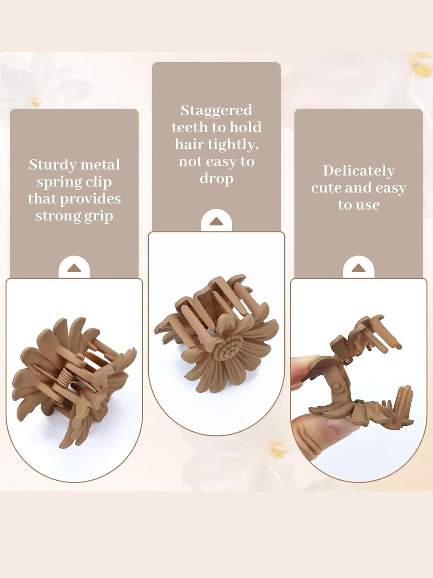 1 Pc Multicolor Abs Plastic Flower Hair Claw Clips For Women & Girls