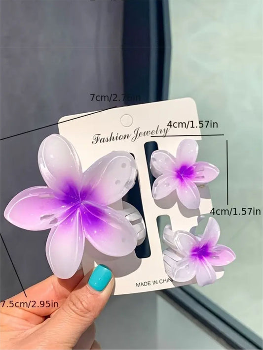 1 Card (1pc Large + 2pc Small) Trendy Flower Hair Clip For Women & Girls