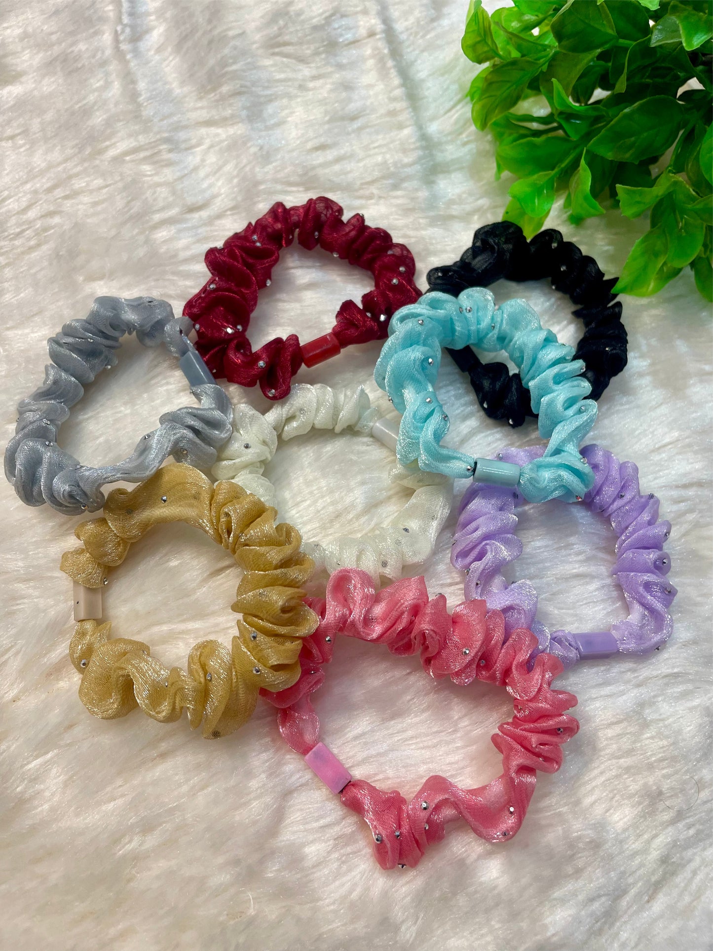 Pack Of 6 Multicolor High Quality Fabric Cute Stylish Scrunchies For Women & Girls