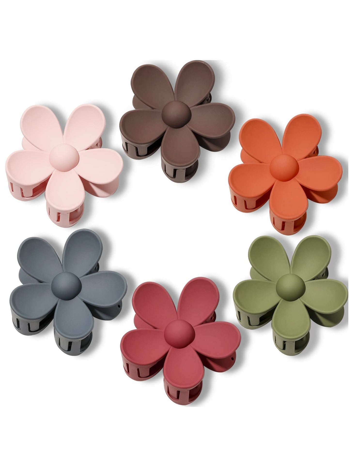 1 Pc Multicolor Abs Plastic Matte Flower Hair Claw For Women & Girls