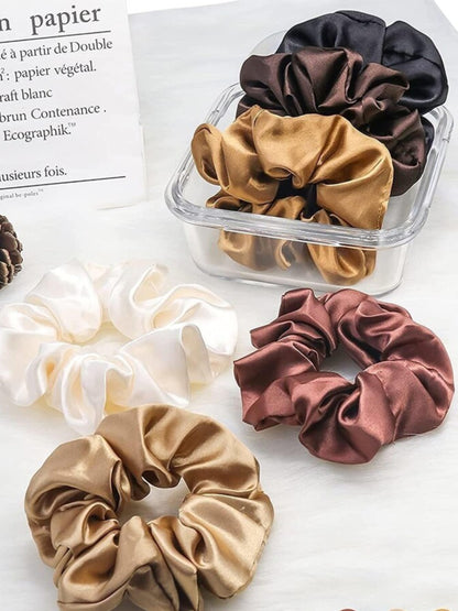 1 Pc Multicolor Satin Silk Satin Scrunchy Hair Ties For Women & Girls