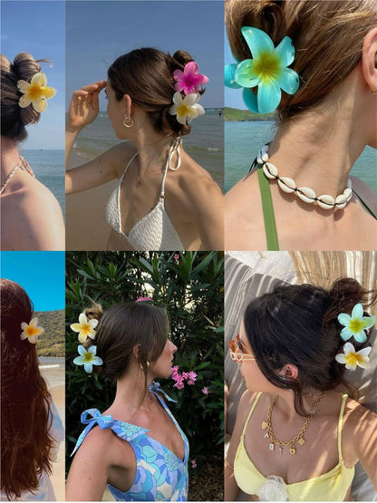 Pack Of 4 Multicolor Abs Plastic Glassy Flower Hair Claw For Women & Girls