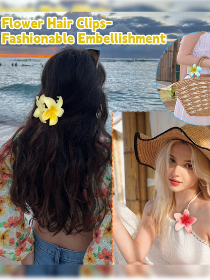 Pack Of 4 Multicolor Abs Plastic Glassy Flower Hair Claw For Women & Girls