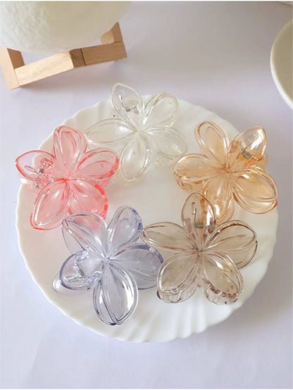 1 Pc Multicolor Abs Plastic Flower Claw Clip For Women & Girls