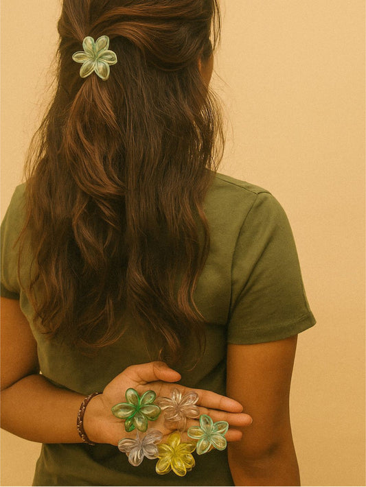 1 Pc Multicolor Abs Plastic Flower Claw Clip For Women & Girls