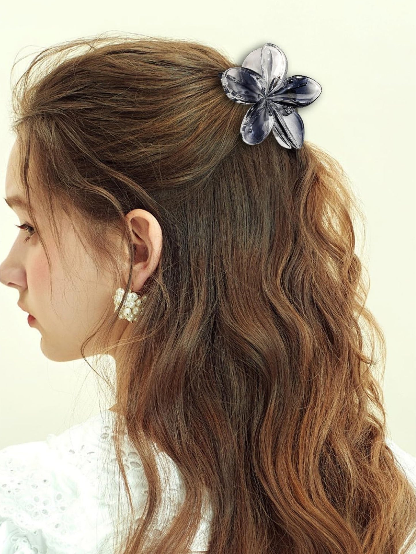 1 Pc Multicolor Abs Plastic Flower Claw Clip For Women & Girls