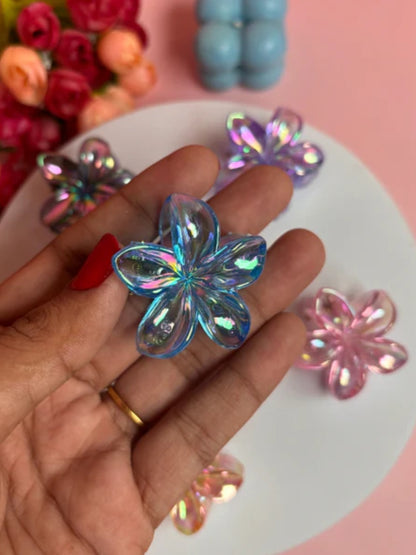 1 Pc Multicolor Abs Plastic Ranbow Shades Lilly Hair Claw For Women & Girls