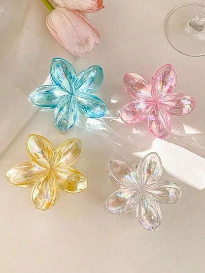 1 Pc Multicolor Abs Plastic Ranbow Shades Lilly Hair Claw For Women & Girls